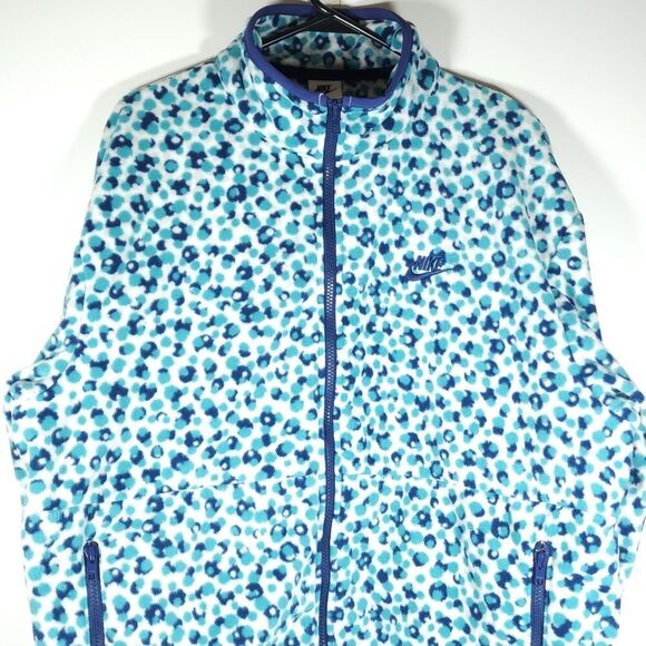 Nike Men's Club Medium Blue Dot Pattern Logo Embroidered Full Zip Fleece Jacket - Picture 2 of 12